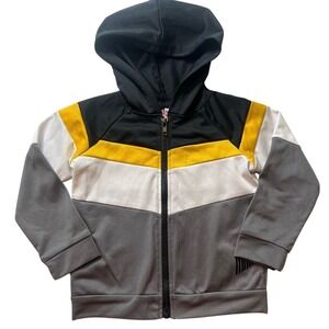 Mick Mack Sport Kids 3T Colorblock Full Zip Hoodie‎ Jacket Black Yellow Grey